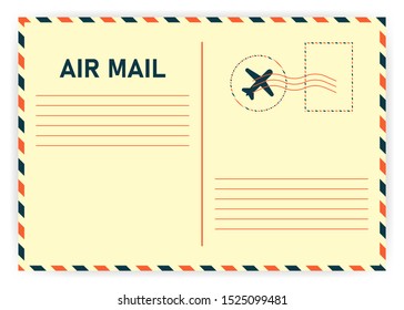 Realistic retro air mail on white background. Vector illustration.