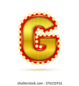 Realistic retro alphabet. Letter G