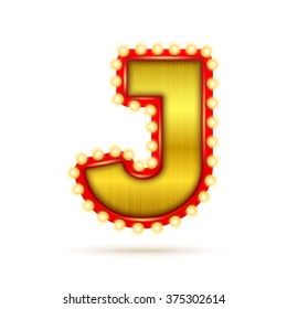 Realistic retro alphabet. Letter J
