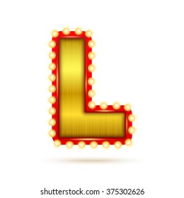 Realistic retro alphabet. Letter L