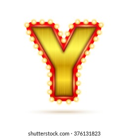 Realistic retro alphabet. Letter Y