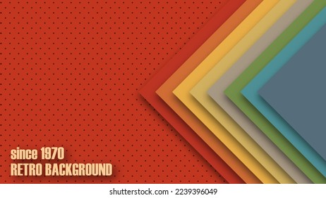 Realistic retro design in futuristic style. Abstract geometric 1970's colorful background with retro colors. Vector illustration.