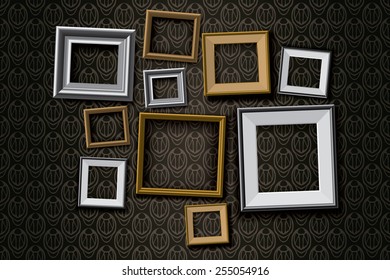 Realistic retro picture frames vector set, illustration background