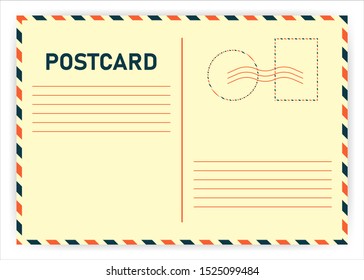 Realistic retro postcard on white background. Vector illustration.