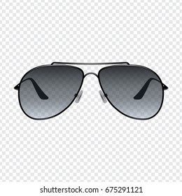 Realistic retro sun glasses with transparent background. Vector illustration.