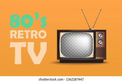 Realistic Retro TV. With text 80's. Vector illustration