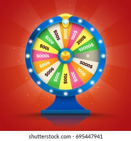 Realistic retro wheel of fortune or luck. Vector illustration