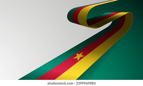 Realistic ribbon background with flag of Cameroon. An element of impact for the use you want to make of it.