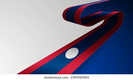 Realistic ribbon background with flag of Laos. An element of impact for the use you want to make of it.