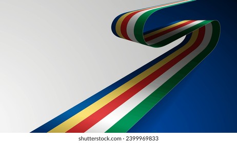 Realistic ribbon background with flag of Seychelles. An element of impact for the use you want to make of it.