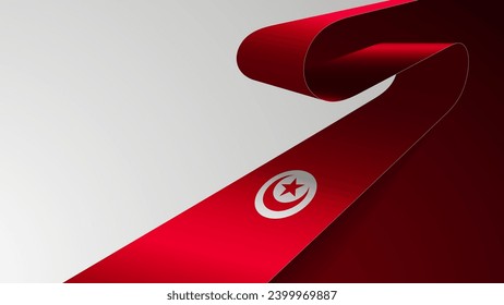 Realistic ribbon background with flag of Tunisia. An element of impact for the use you want to make of it.