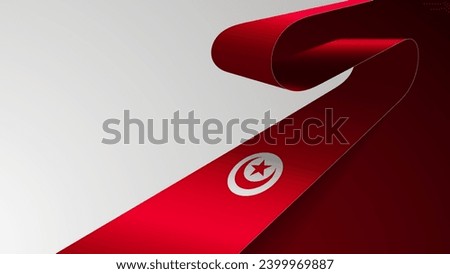 Realistic ribbon background with flag of Tunisia. An element of impact for the use you want to make of it.