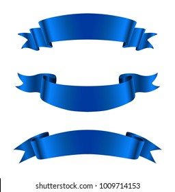 Blue ribbons. Realistic ribbon banners vector collection. Illustration flag  ribbon banner, blue realistic label Stock Vector