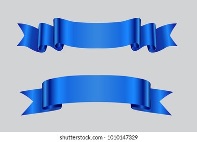 Realistic ribbon banners.Vector blue ribbons.