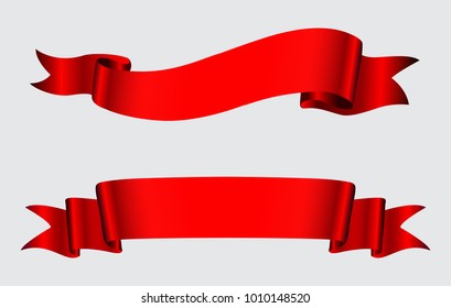 Realistic Ribbon Banners.Vector Red Ribbons.