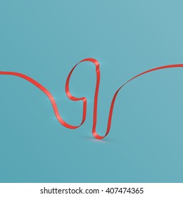 Realistic ribbon character from a typeset, vector