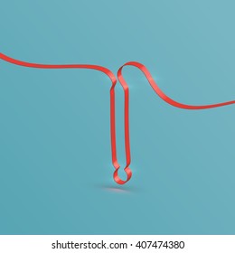 Realistic ribbon character from a typeset, vector