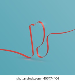 Realistic ribbon character from a typeset, vector