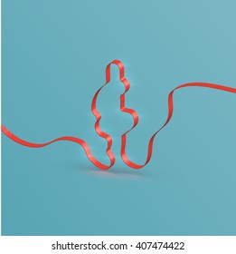 Realistic ribbon character from a typeset, vector