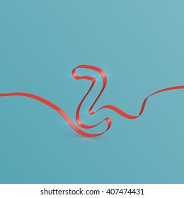 Realistic ribbon character from a typeset, vector