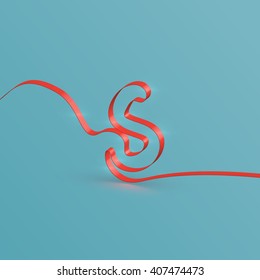 Realistic ribbon character from a typeset, vector