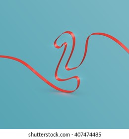 Realistic ribbon character from a typeset, vector