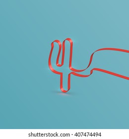 Realistic ribbon character from a typeset, vector