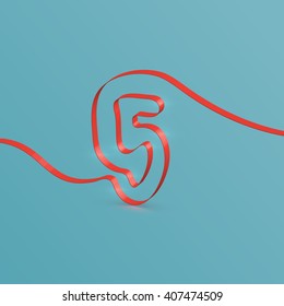 Realistic ribbon character from a typeset, vector