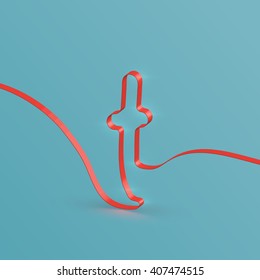 Realistic ribbon character from a typeset, vector