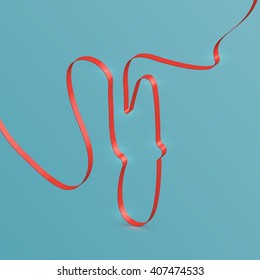 Realistic ribbon character from a typeset, vector