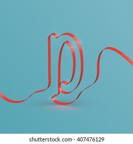 Realistic ribbon font from a typeset, vector