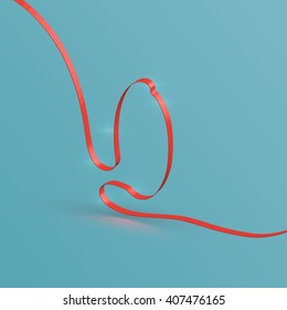 Realistic ribbon font from a typeset, vector