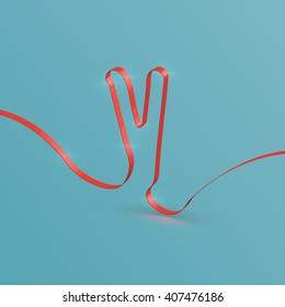 Realistic ribbon font from a typeset, vector