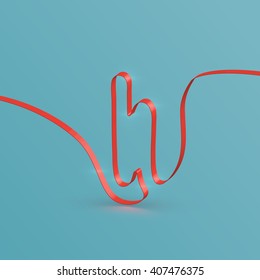 Realistic ribbon font from a typeset, vector