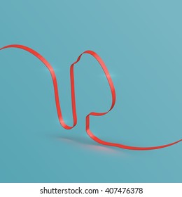 Realistic ribbon font from a typeset, vector