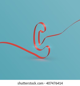 Realistic ribbon font from a typeset, vector