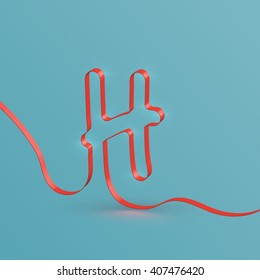 Realistic ribbon font from a typeset, vector