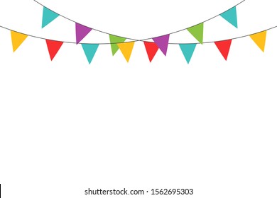 Realistic ribbon on yellow backdrop. Happy carnival. Confetti festive colorful carnival illustration. Celebrate background. EPS 10