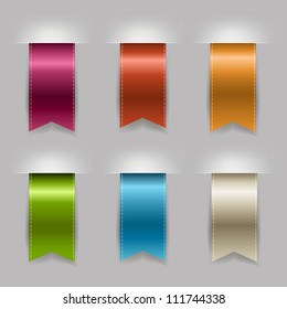 Realistic Ribbon Set, Isolated On Grey Background, Vector Illustration