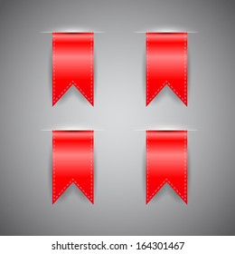 Realistic Ribbon Set, Isolated On Grey Background, Vector Illustration