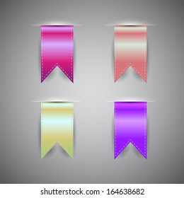 Realistic Ribbon Set, Isolated On Grey Background, Vector Illustration