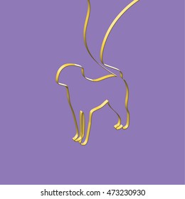 Realistic ribbon shapes an animal, vector illustration