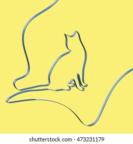 Realistic ribbon shapes an animal, vector illustration