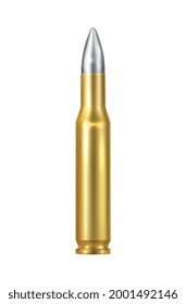 Realistic rifle shell on blank background vector illustration