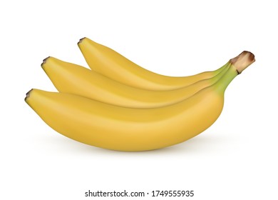 Realistic ripe banana isolated on white background. Vector illustration