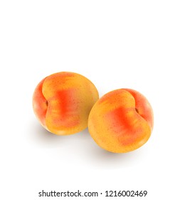 Realistic Ripe peaches. Peach juicy sweet fruit realistic 3d vector