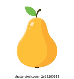 Realistic ripe pear in flat cartoon style. Vector illustration of pear isolated on white background. fruit for different beverage and food design