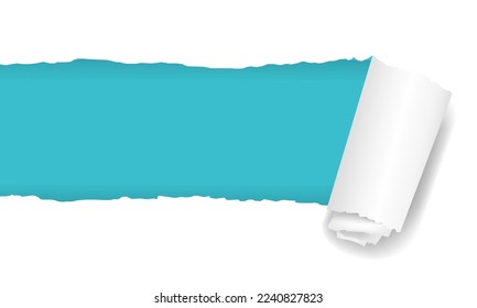 Realistic Ripped Mint Paper Banner Design With Gradient Mesh, Vector Illustration