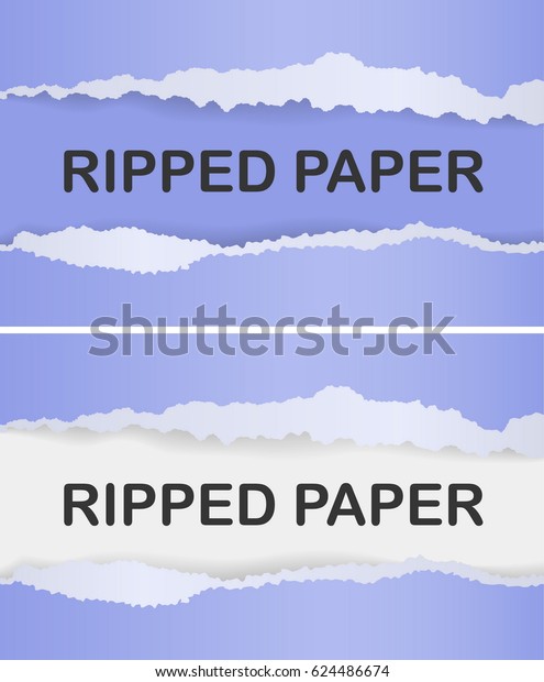 Realistic ripped paper with shadow set. Web\
banner. Element for advertising and promotional message in\
different colors. Torn paper, blue\
color.