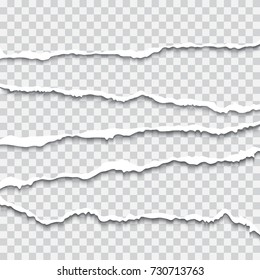Realistic ripped paper shadow vector illustration isolated on transparent background. Design element for advertising and promotional message, web banner, header, dividers and flyer